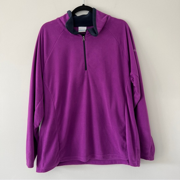 Columbia Benton Springs Quarter Zip Purple and Navy Fleece - Picture 1 of 4